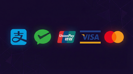 支持支付宝、微信支付、银联、VISA、MasterCard等多种支付方式